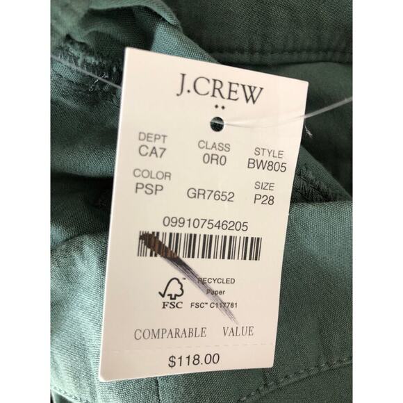 J. Crew Lizzie Pants High Rise Patch Pocket Wide Leg  Pale Spinach NWT 28P - Picture 7 of 9
